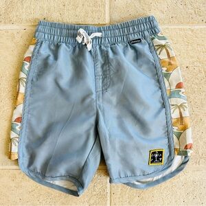 Munster Light Blue Kids Shorts with Tropical Print